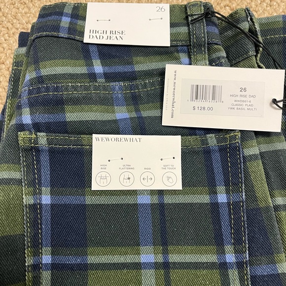 WeWoreWhat NWT Revolve High Rise Dad Jean in Classic Plaid - Picture 10 of 11